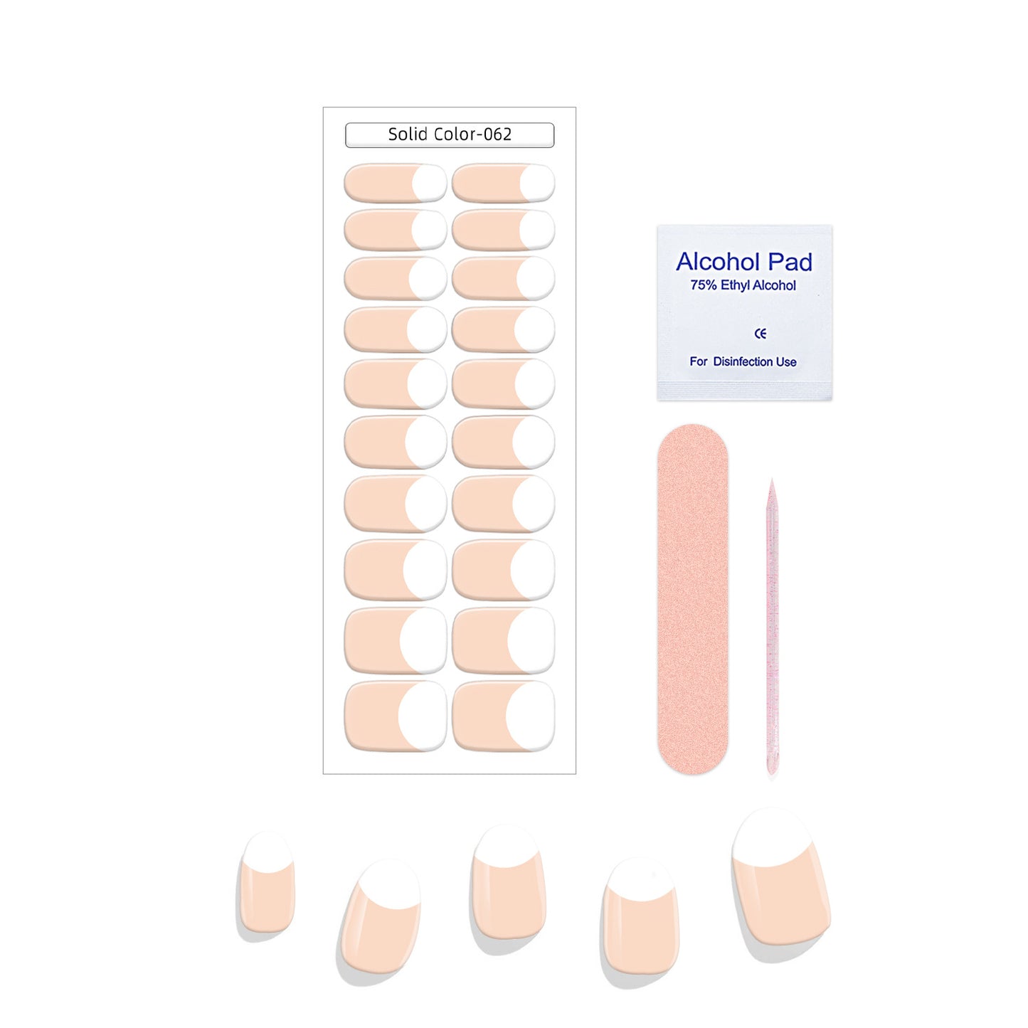 New French Solid Color Gel Waterproof Semi-baked Nail Stickers