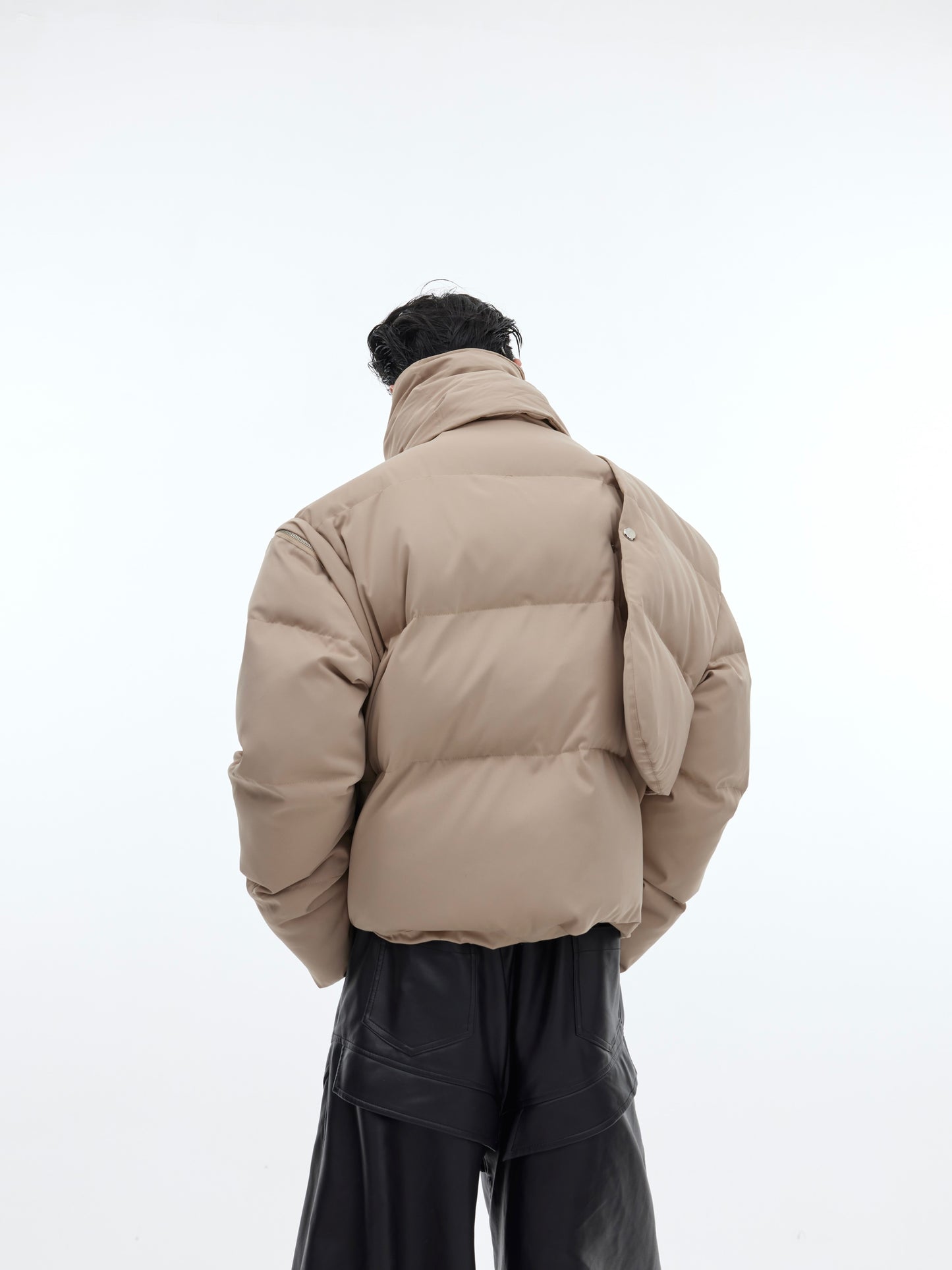 90 White Duck Down Stand-up Collar Down Jacket Scarf Design Short Thickened Coat