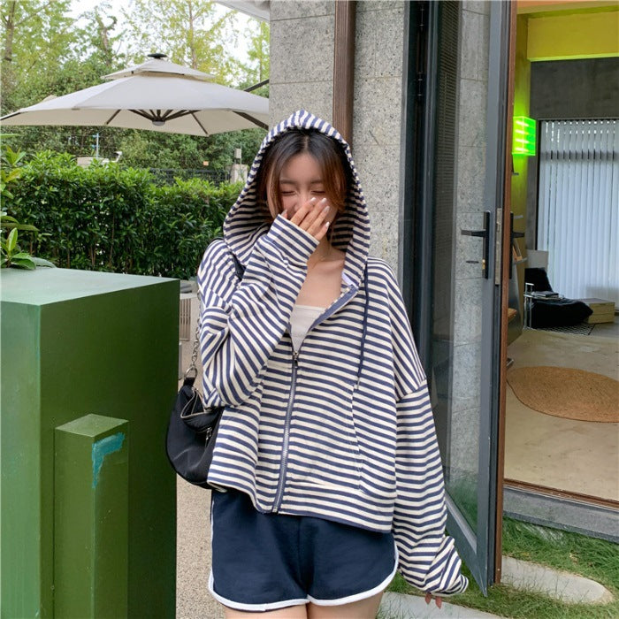 SpringAutumn Loose Long-sleeve Short Trendy Hooded Jacket