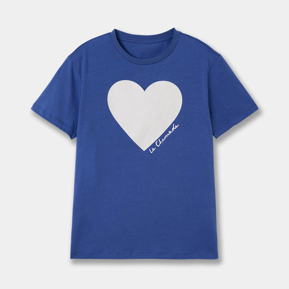 Spring Heart Print Loose Round Neck T-shirt
