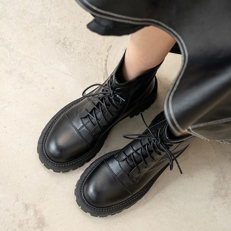 Thick-soled Martin Boots Women's British Style Was Thin And Short