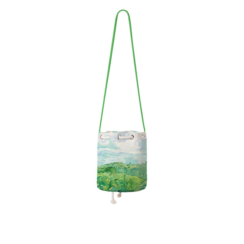 Wheat Field Oil Painting Vintage Art Bucket Bag Crossbody Canvas Bag