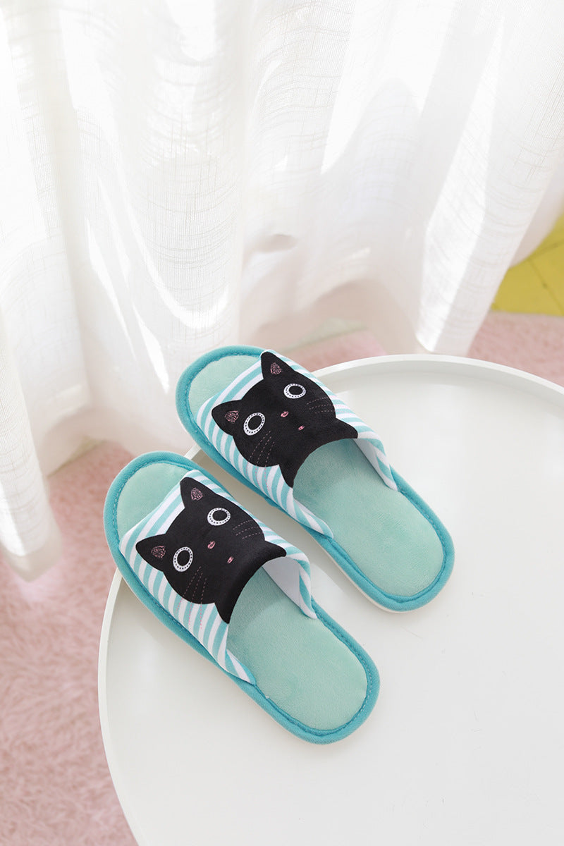 Women's Cute Cat Stripe Print Slippers