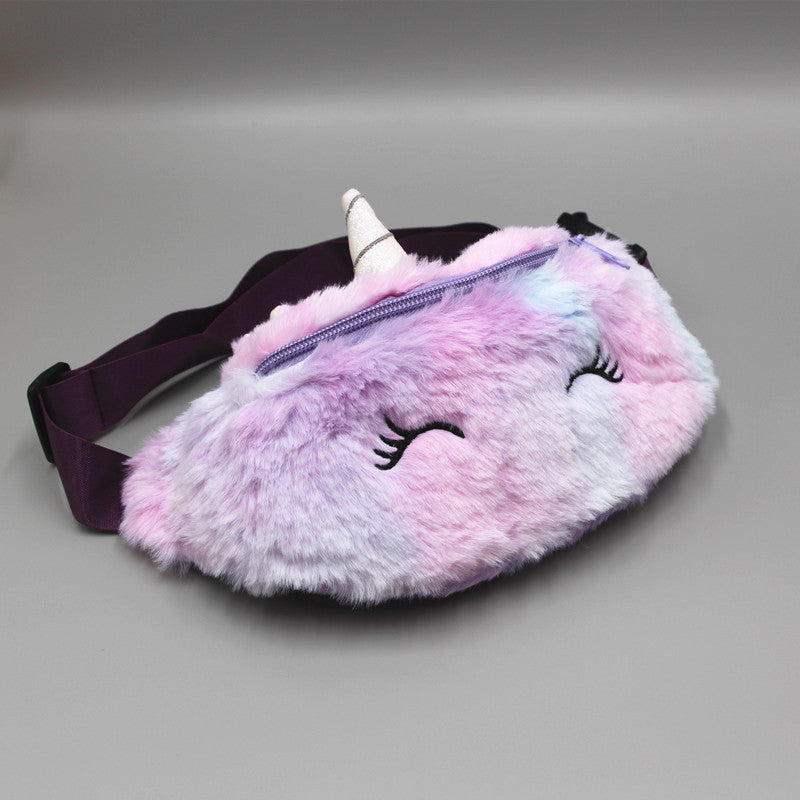 Winter Children's Plush Waist Bag Cartoon Shoulder Messenger Bag Girl Student Cute Chest Bag