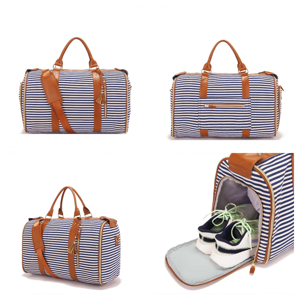 Large Leather Folding Suit Bag Travel Crossbody