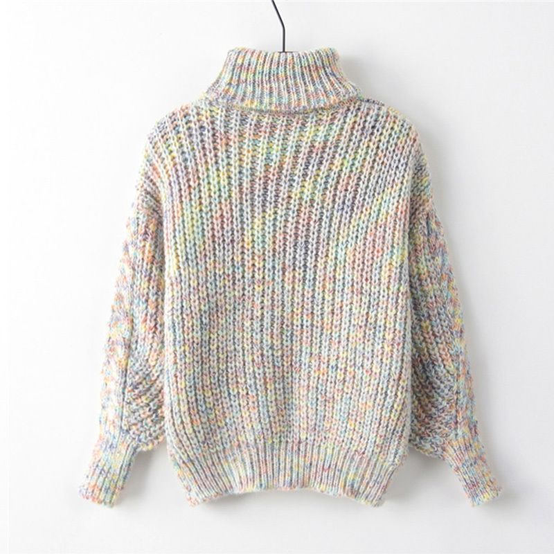 National stil retro pullover tyk rullekrave løs strik til kvinder