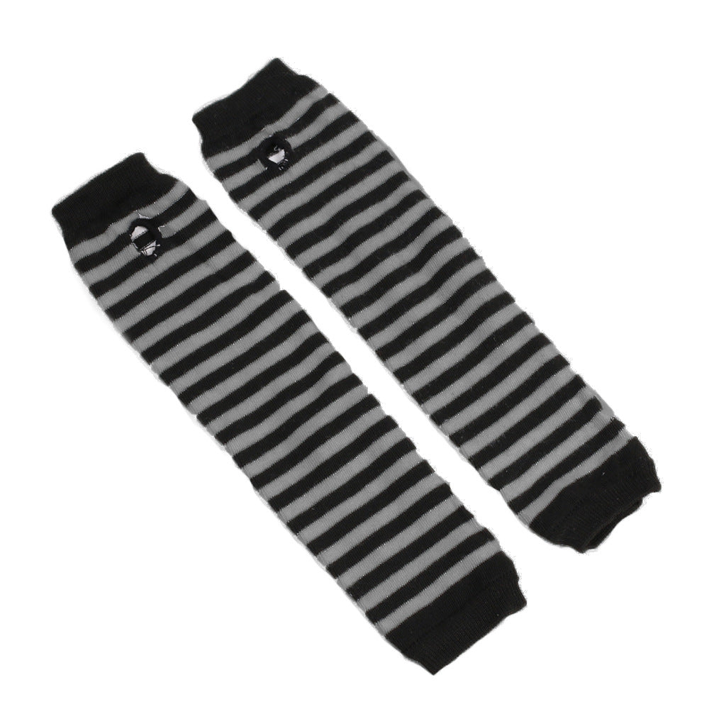 Black-and-white Striped Cotton Long Wrist Cuff