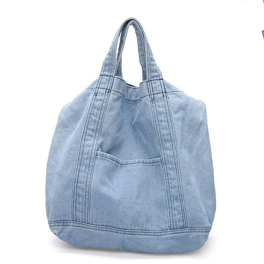 Denim Bag Large Capacity One-shoulder Shopping Bag Messenger Bag Korean Version Of All-match Literary Cloth Bag