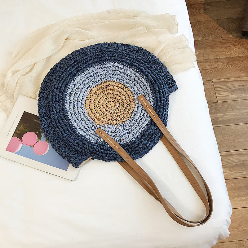 Large capacity single shoulder woven beach bag