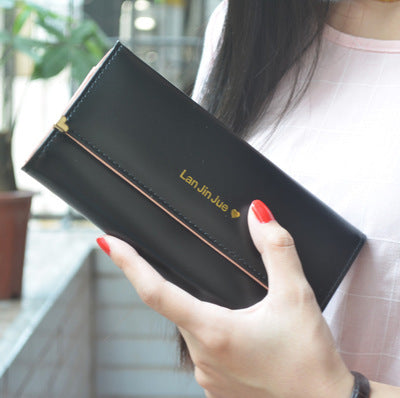 Tri-fold women's long wallet