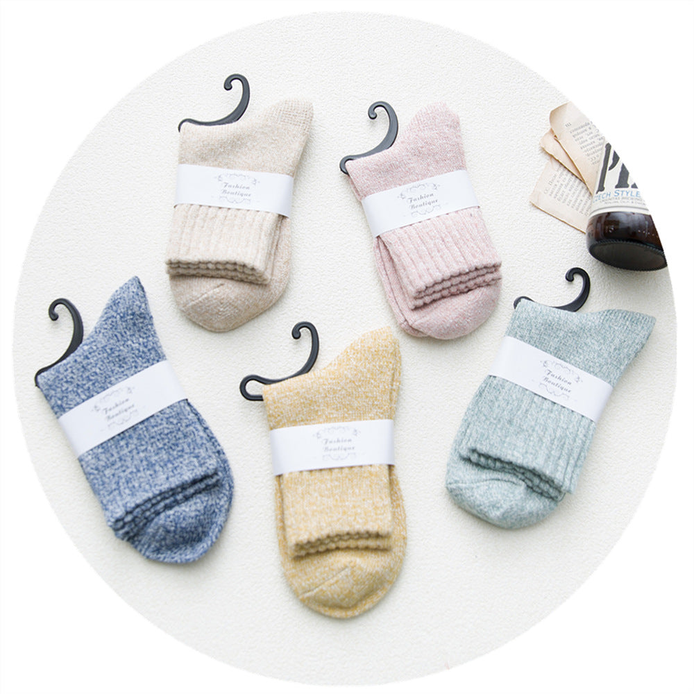 Autumn And Winter Thickened Keep Warm Pure Color Parallel Women's Socks