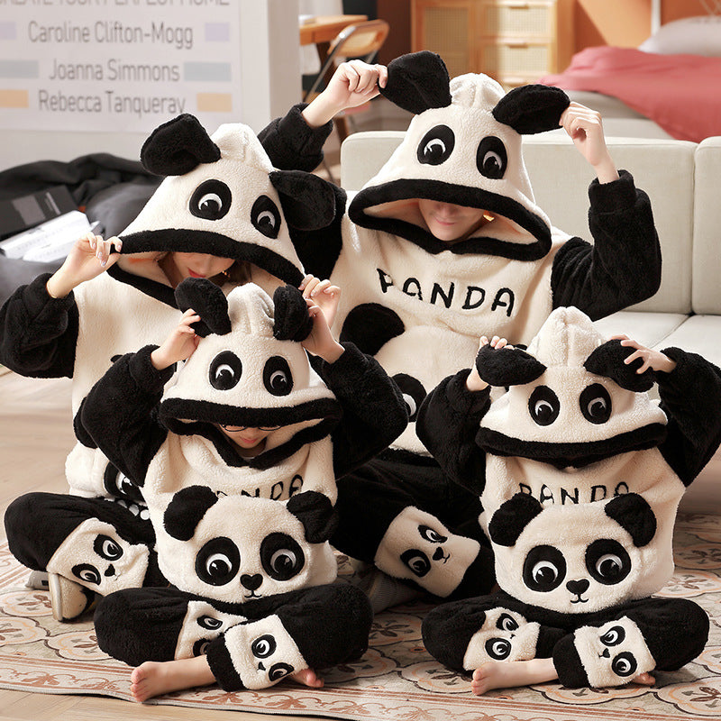 A Family Of Three Coral Plush Housewear Suit
