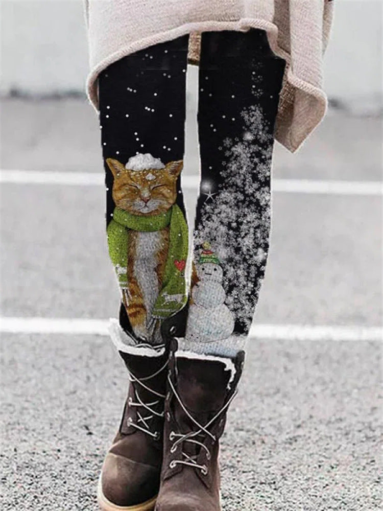 Mode Mønster Elastiske Leggings Trendy Kvinder