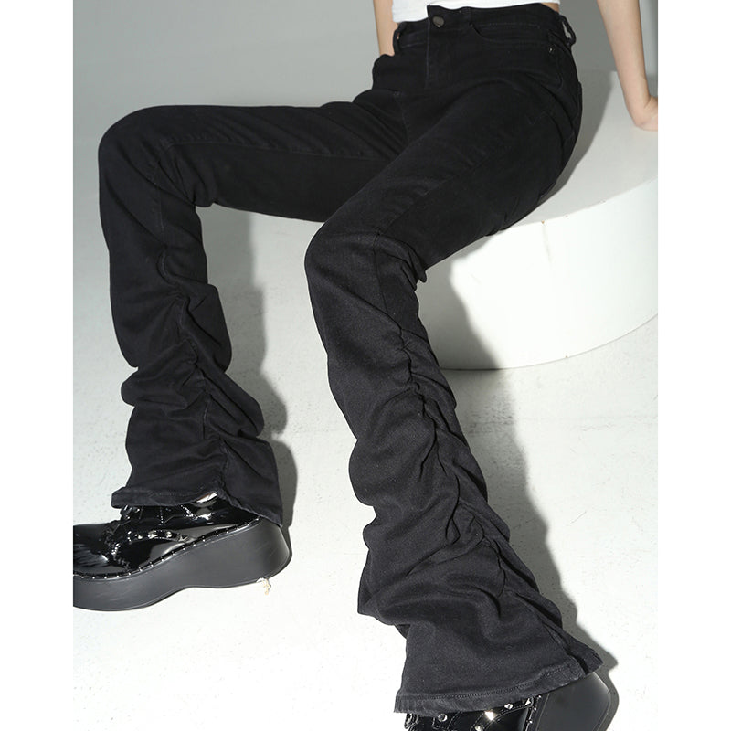 Black High-waisted Jeans Women's Autumn Design Flared Trousers
