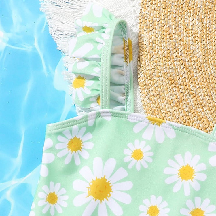 Girl's One-piece Swimming Suit Flower Print Cartoon