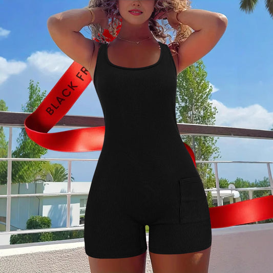 Women's Casual Sporty Solid Color Jumpsuit Shorts