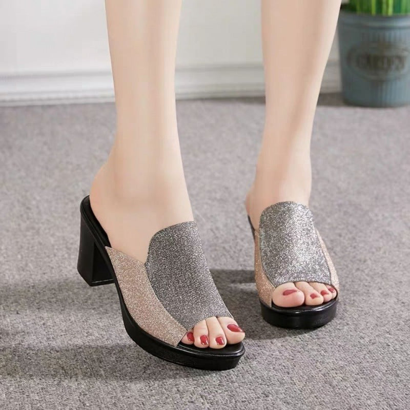 Non-slip Slope Heel Women's Platform Sandals And Slippers