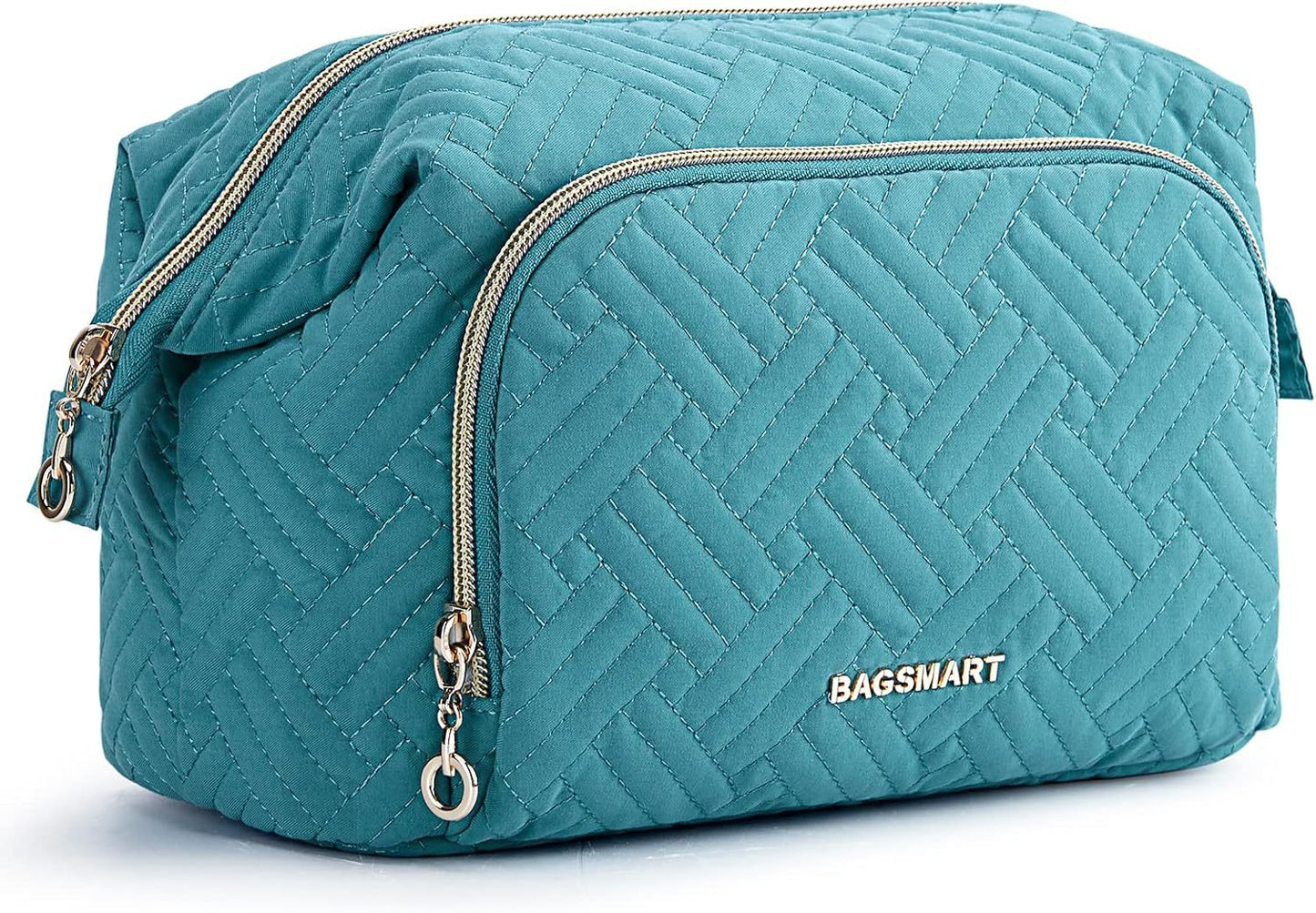 Large Wide-opening Quilted Makeup Bag