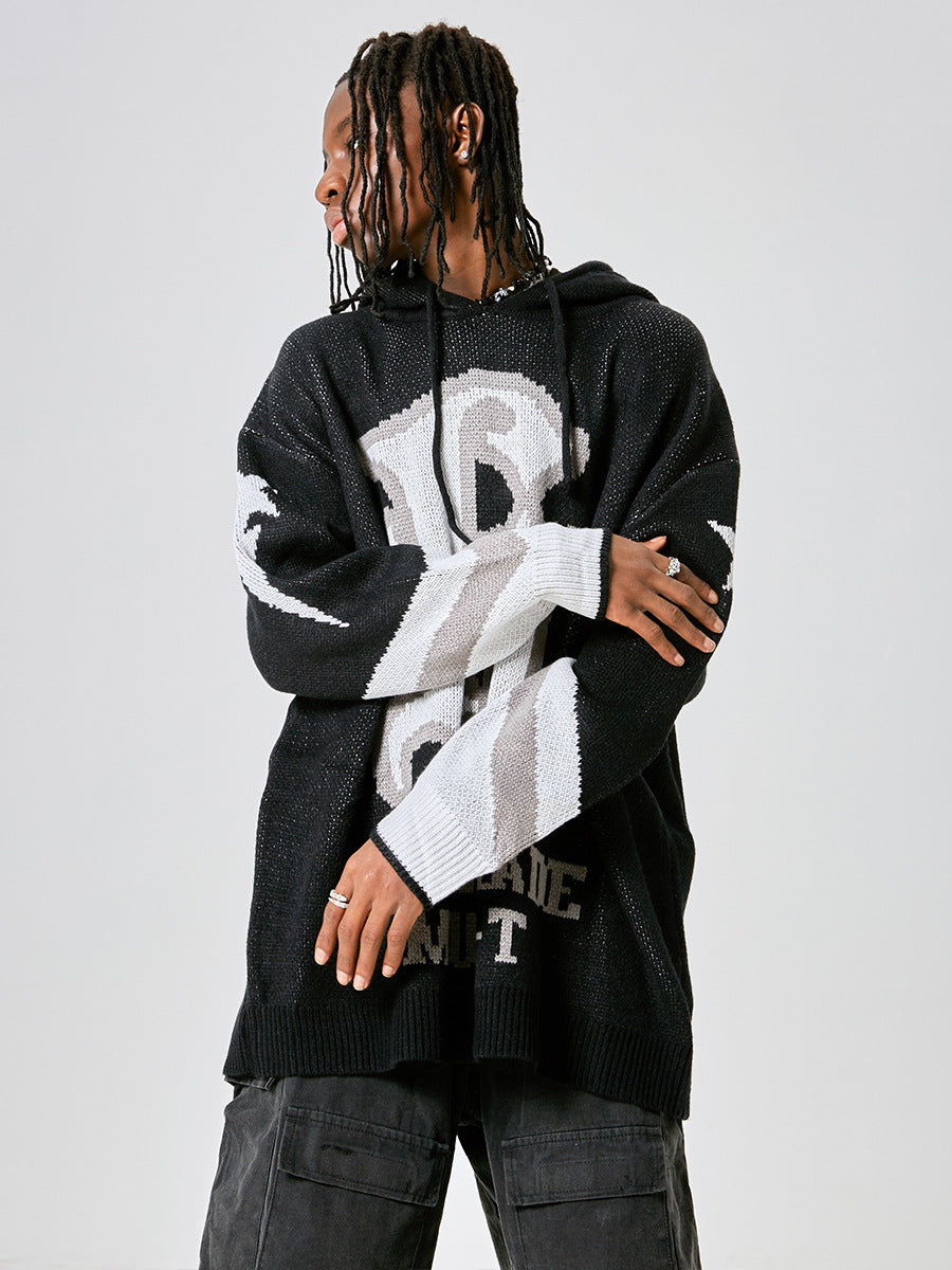 SweaterRetro Sweater Men's High Street Letters Embroidered