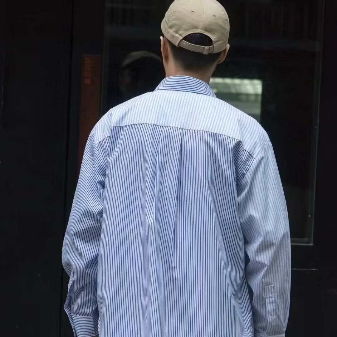 Striped Patchwork Button Front Shirt