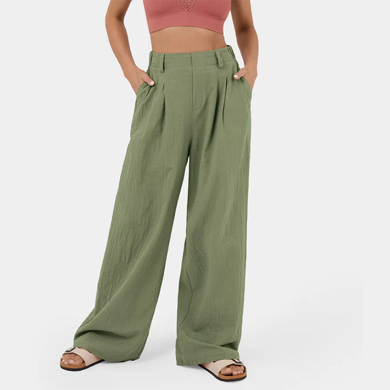 Women's Cotton High Waist Wide Leg Pants