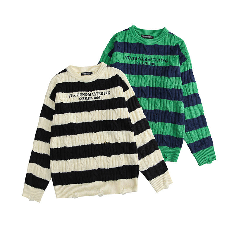 Men's Versatile Casual Contrasting Color Knitted Sweater
