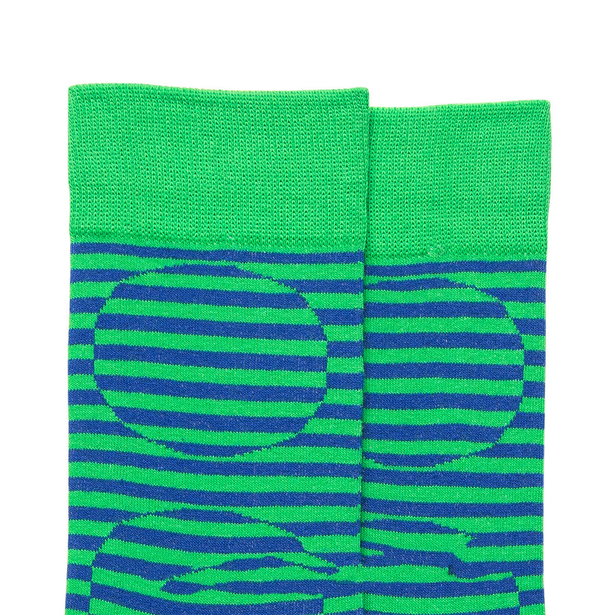 Striped Contrast Color Circle Socks Sports Spring And Autumn Cotton Green Mid-calf