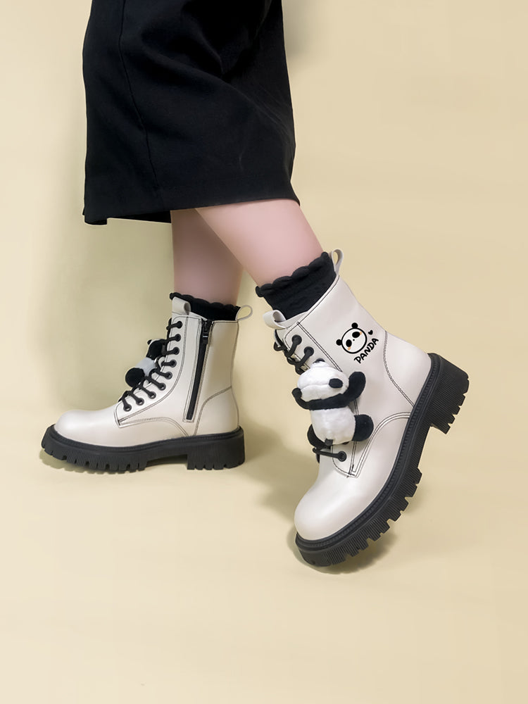 Women's Mid-tube Thick-soled White Martin Boots Are Cute