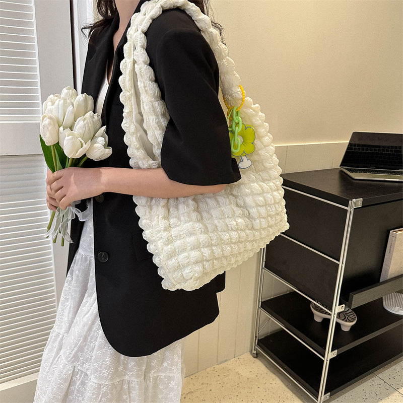 Pleated Bubble Bag Female Flower Sweet