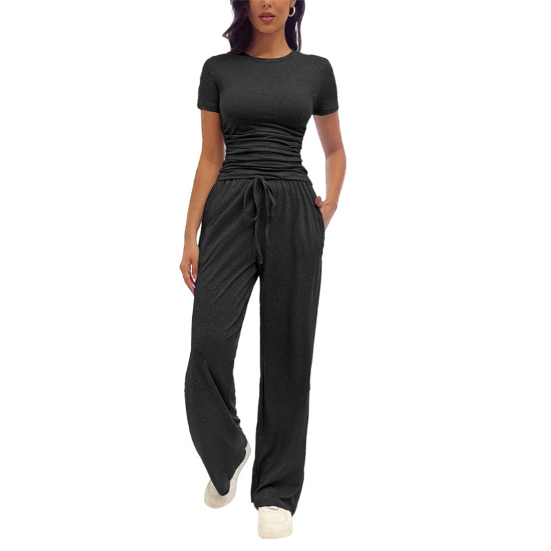 Women's Fashion Casual Pleated Short-Sleeve Set