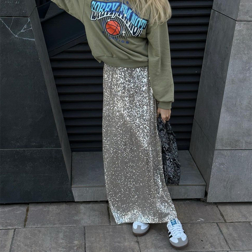 Women's Fashion Casual Simple Sequined Skirt