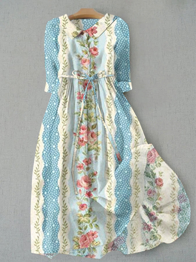 Womens Versatile Printed Casual Long Dress