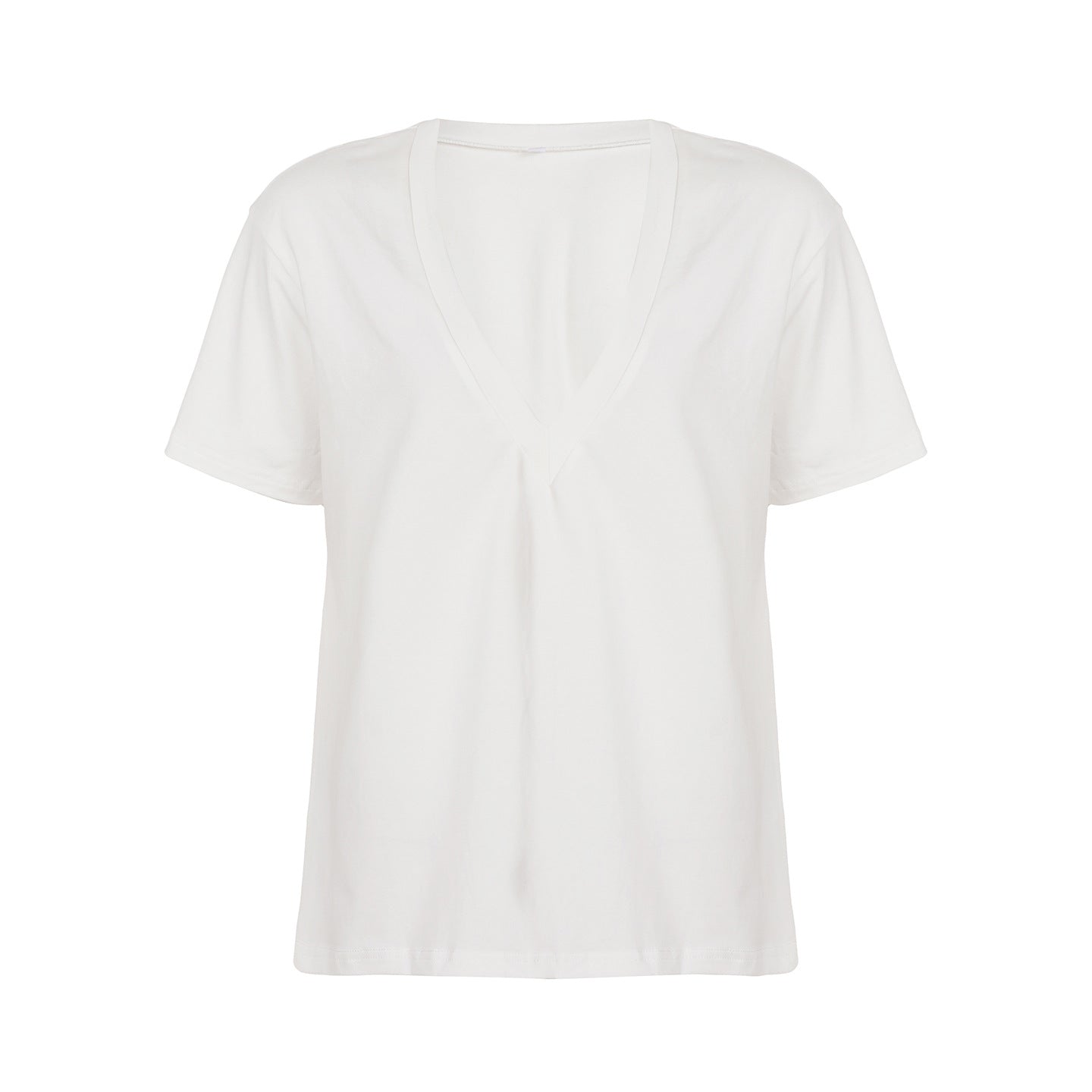 Women's Deep V-neck Short Sleeve Top Pullover Loose T-shirt