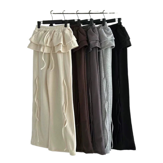 Sweet Lace Skirt Lace-up Wide-leg Pants
