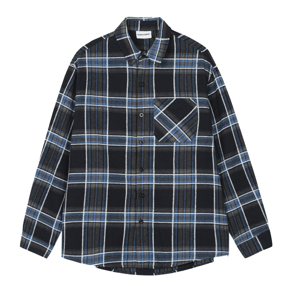Plaid Letters Embroidered Shirt Men's Spring And Autumn