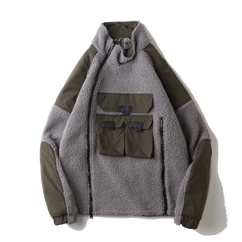 Wear Stand-up Collar Cotton Jacket On Both Sides
