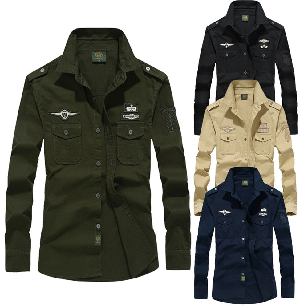 Workwear Men's Long Sleeve Shirts Outdoor Large Size Casual Shirts