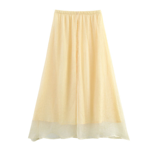 Ruffle Effect Solid Color Midi Dress Skirt