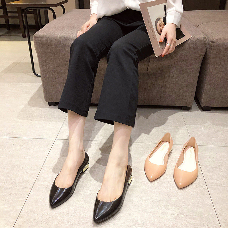 Women's Pointed Toe Shiny Shallow Rain Boots Transparent Plastic Non-slip