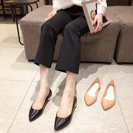 Women's Pointed Toe Shiny Shallow Rain Boots Transparent Plastic Non-slip