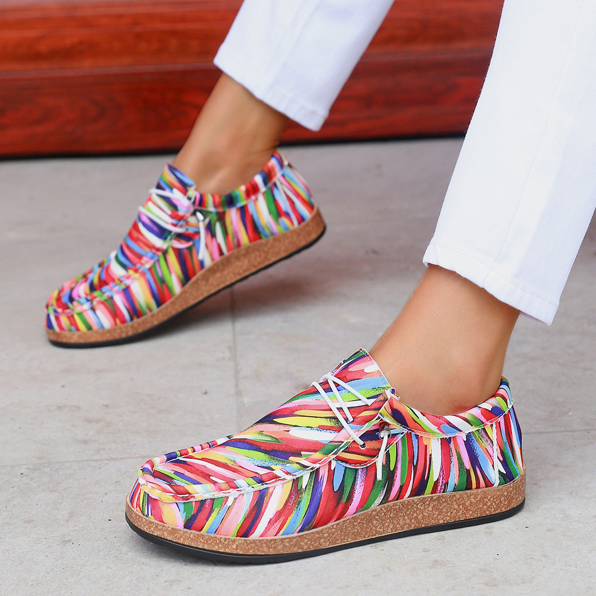 European And American Plus Size Board Shoes Independence Day Color Slip-on Lazy