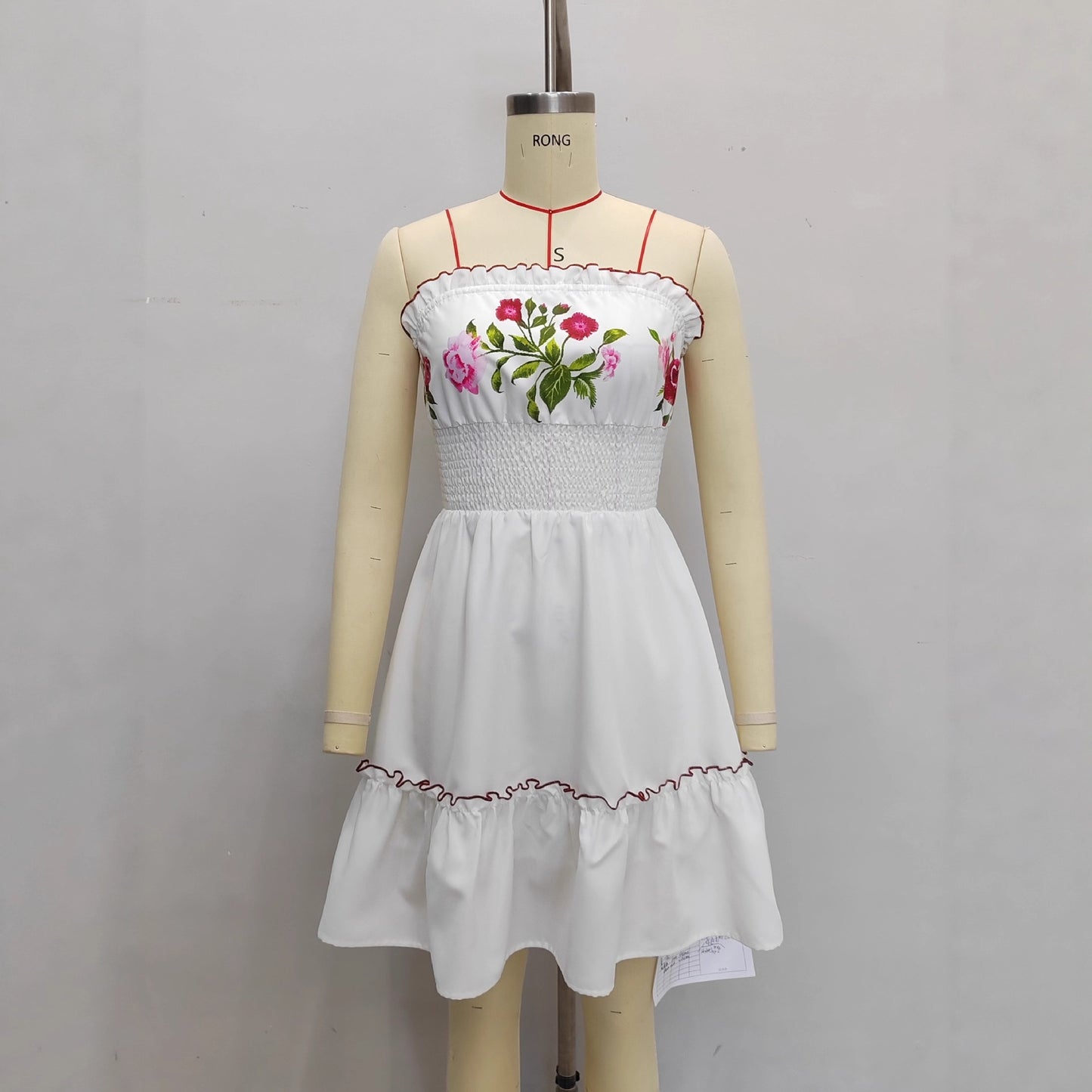 Retro Floral Print Patchwork Ruffle Dress