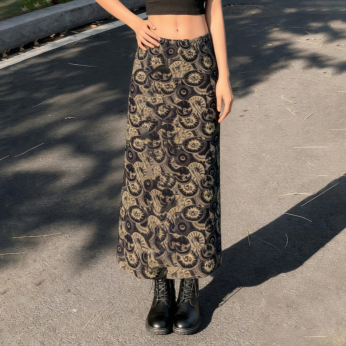 Retro High-waisted Figure-flattering Skirt