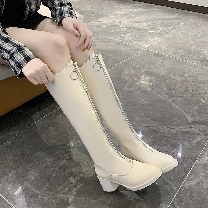 Thick-heeled Zipper Over-the-knee Boots Were Thin