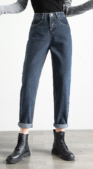 Korean Jeans Loose Harem Pants High Waist Radish Chic Pants Straight Retro Dad