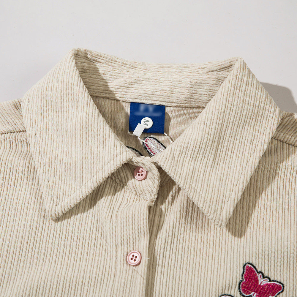 Design Embroidered Letter Butterfly Loose Cool Shirt