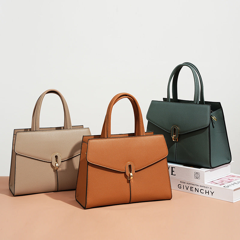Red Leather Commuting High-grade Handbag