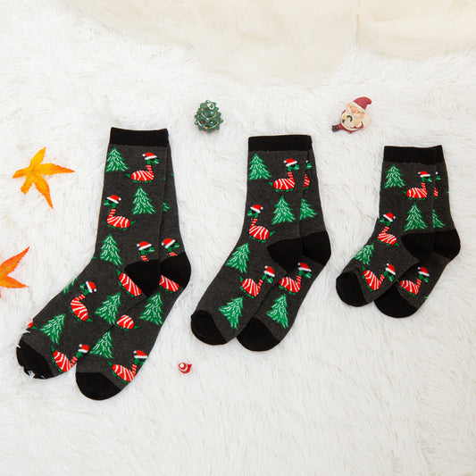 Mother Baby Parent-child Christmas Jacquard Short Stockings