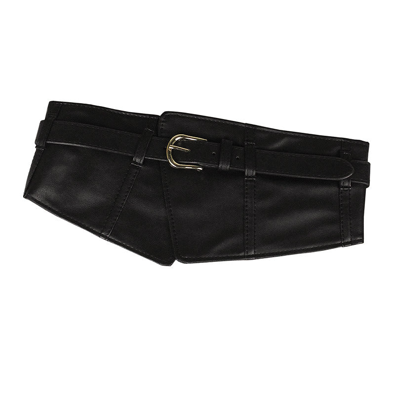 Black Extra Wide Waist Seal Elastic  Simple Versatile Sweater Belt
