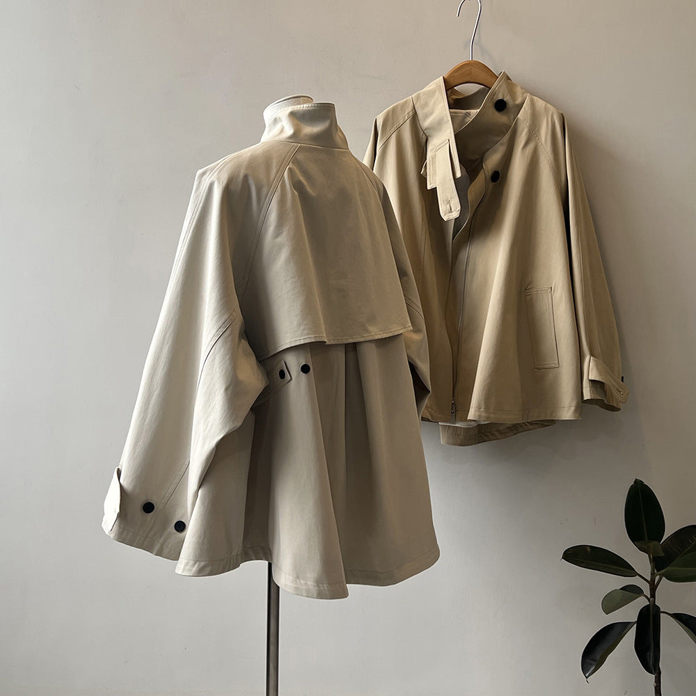 Women's Loose Mid-length Cape Trench Coat